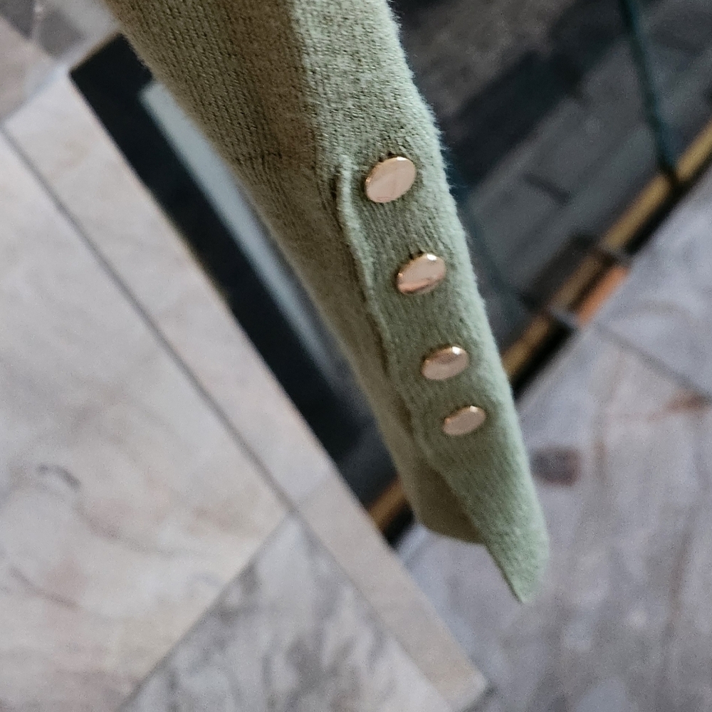 ZARA Green Knit Sweater Gold Button NWT S - Picture 3 of 5